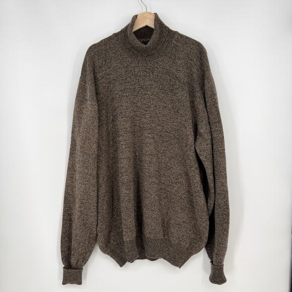 Vtg Barbour Wool Cashmere Turtleneck Sweater Mens XXL Brown Black Rolled Cuff - Picture 1 of 11